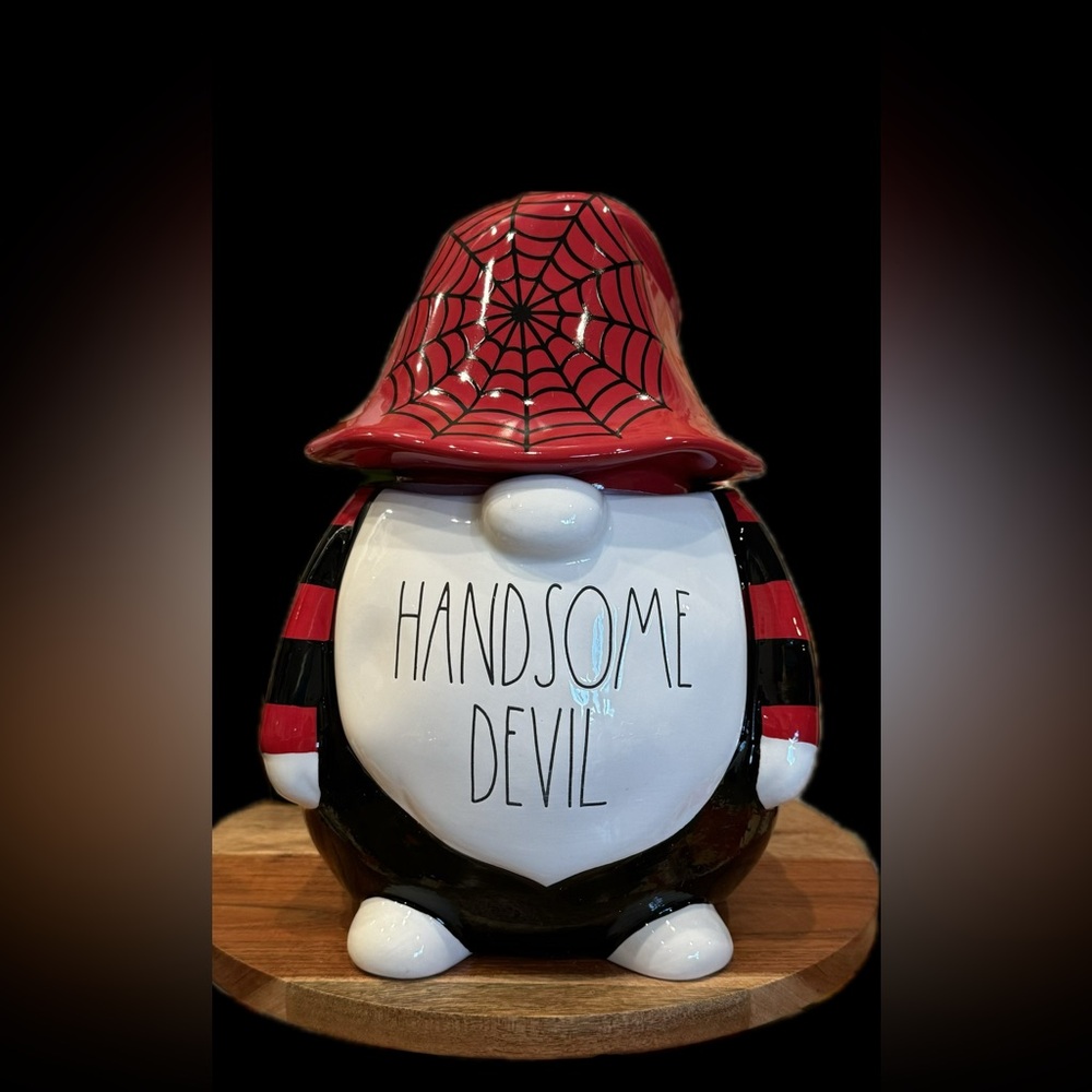RAE DUNN "HANDSOME DEVIL" Gnome Canister/Cookie Jar  NEW for Halloween 2022!